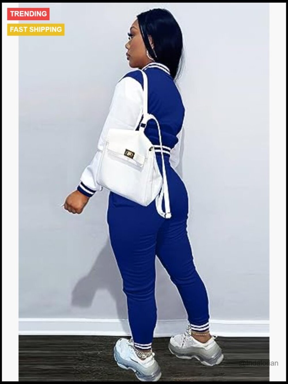 Polyester Two Piece Tracksuit Varsity Jacket Jogger Set - Picture 3 of 7